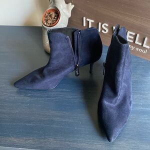 Navy Blue Kitten Heel Boots